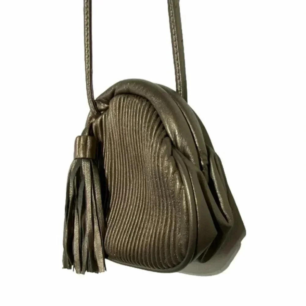 Basix New York small metallic ribbed tassel‎ bag